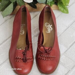 Elegant Red Leather Loafers for Women